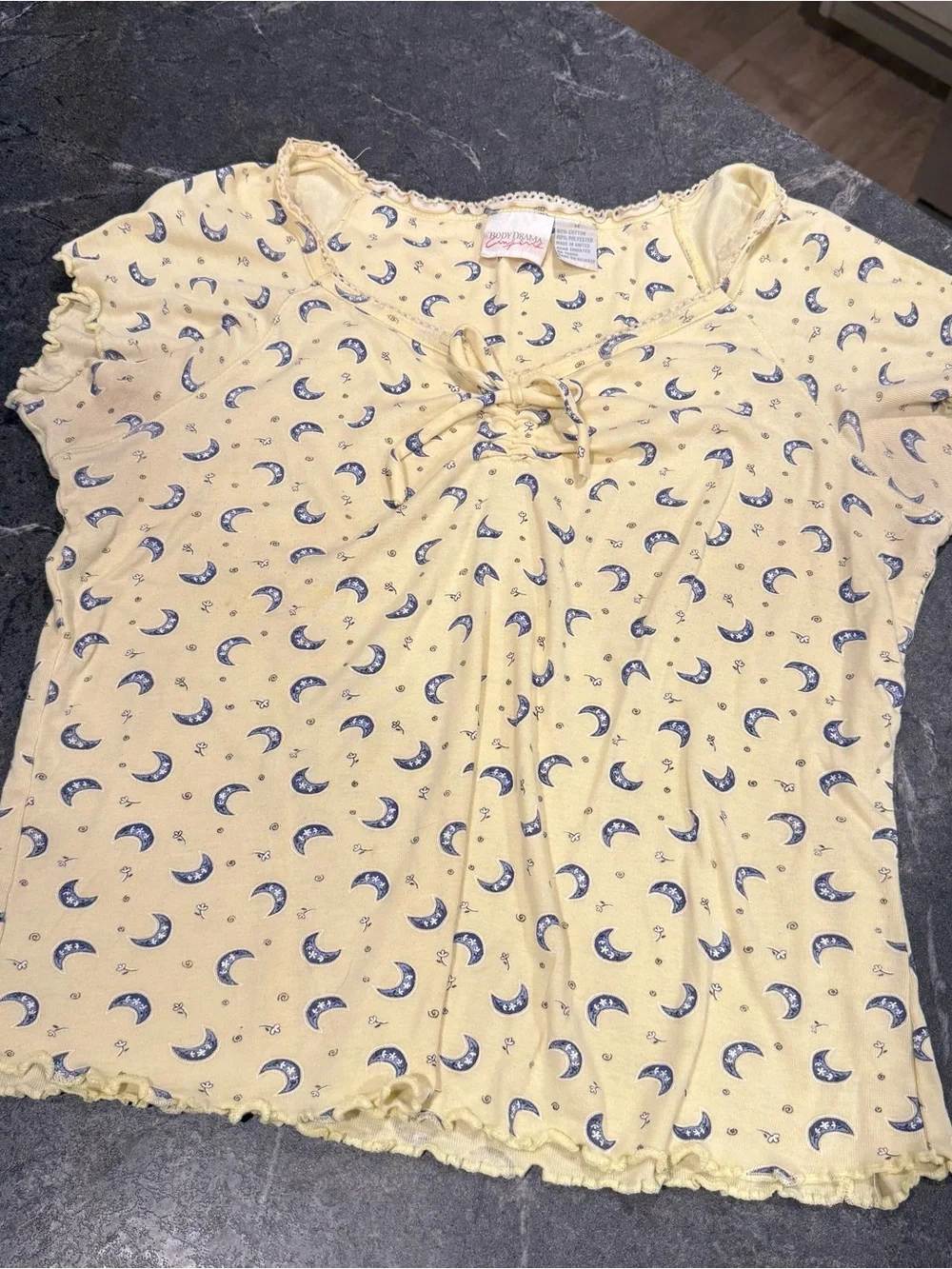 Vintage celestial moon floral medium pajama set shorts top 90s